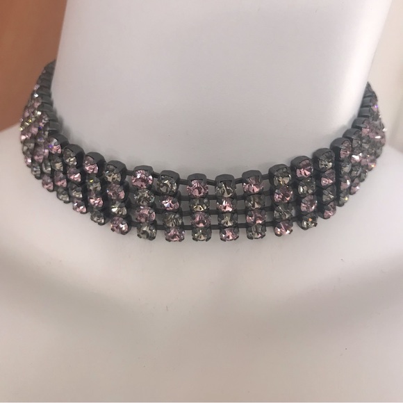 Atlantis Pink & Gray Swarovski Crystal Choker Necklace NEW - Picture 1 of 6